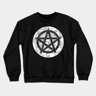 Black Pentacle on White Marble Crewneck Sweatshirt